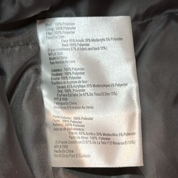 Michael Michael Kors Coat Winter Mid Length Gray Waterproof Hood Faux Fur Large - Picture 12 of 12